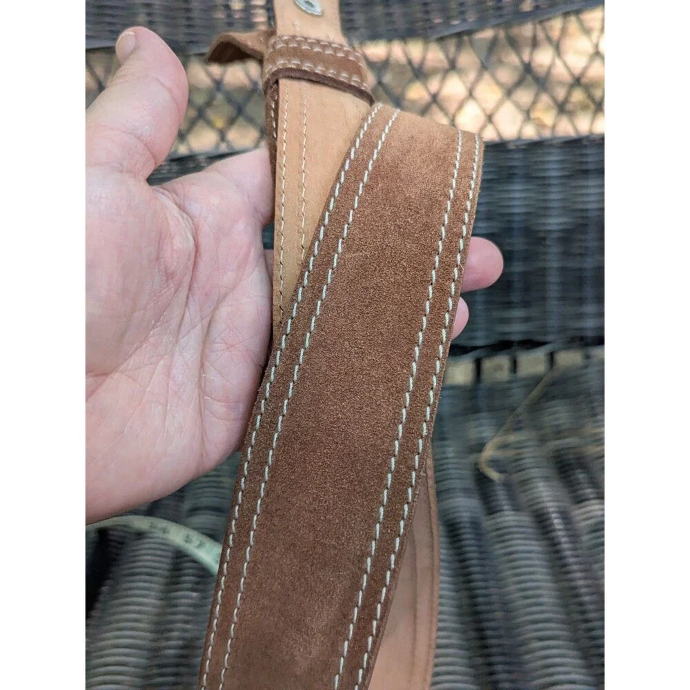 Vintage TANNER Italy Brown Suede Leather Knot Tie Accent Belt Size Large 37
